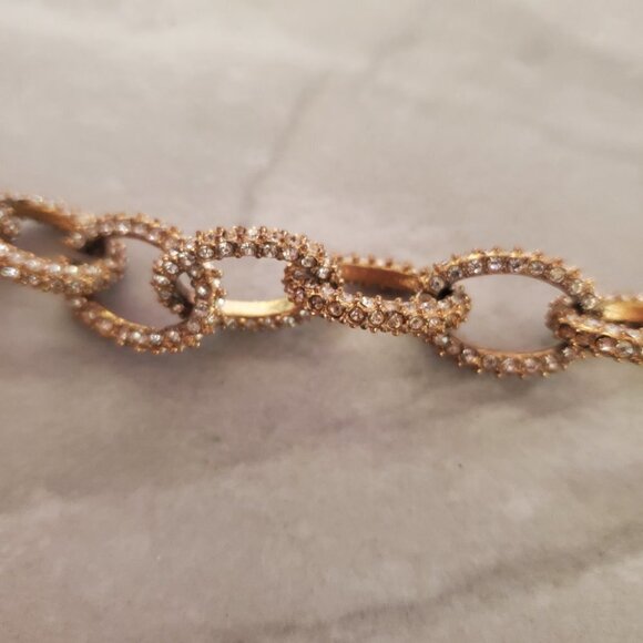 ✨💖 J.Crew Gold Rhinestone Pave Iconic Classic Link Bracelet 💖✨ - Picture 5 of 10